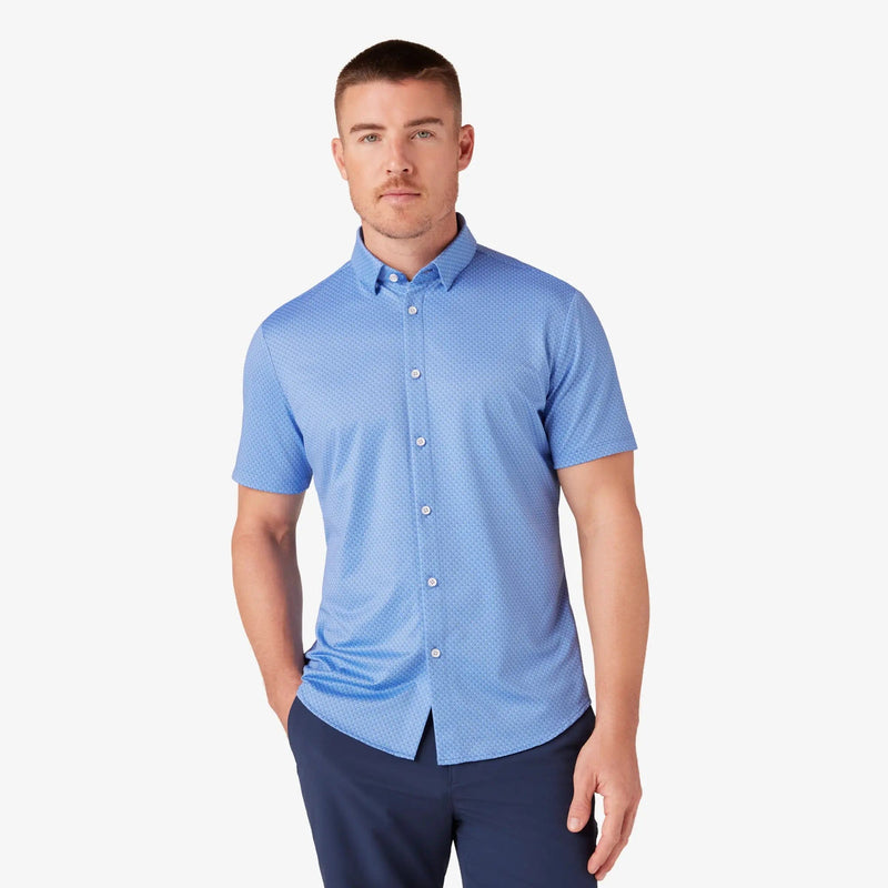 Load image into Gallery viewer, Provence Dual Dot / MED Mizzen + Main Halyard Shortsleeve Dress Shirt - Men&#39;s Mizzen + Main
