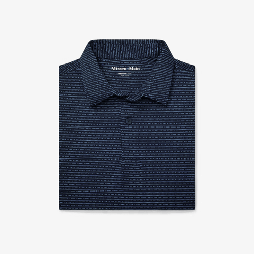 Navy Dot Stripe / SM Mizzen + Main Halyard Shortsleeve Polo Trim Fit - Men's Mizzen + Main Halyard Shortsleeve Polo Trim Fit - Men's Mizzen + Main