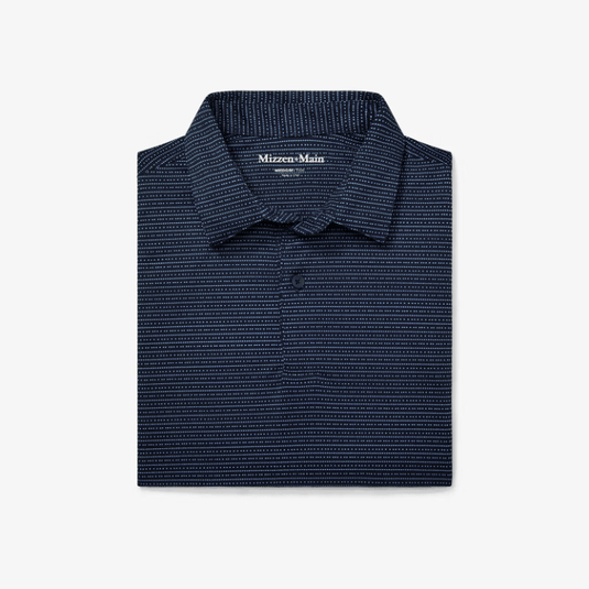 Navy Dot Stripe / SM Mizzen + Main Halyard Shortsleeve Polo Trim Fit - Men's Mizzen + Main Halyard Shortsleeve Polo Trim Fit - Men's Mizzen + Main