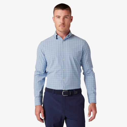 Blue Lustre Danbury Plaid / MED Mizzen + Main Leeward Longsleeve Dress Shirt - Men's Mizzen + Main