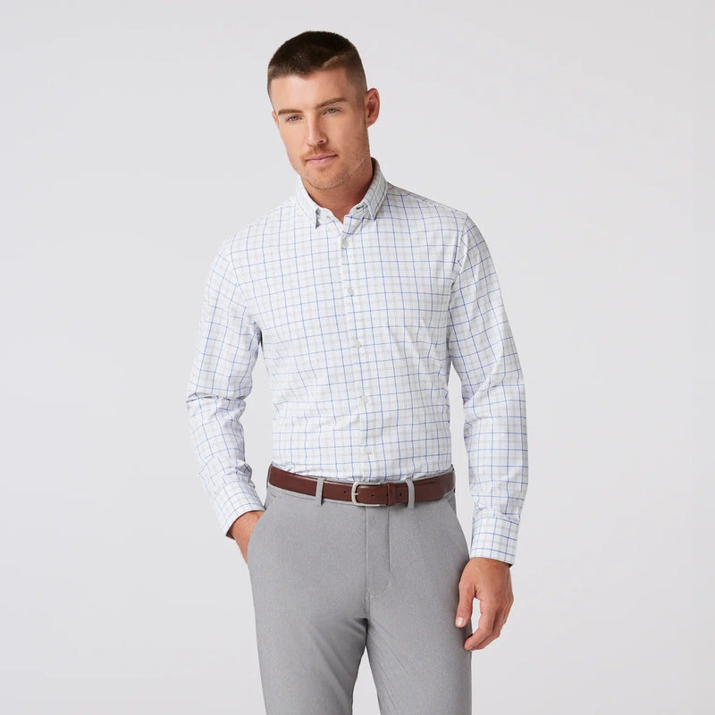 Load image into Gallery viewer, White Brannon Plaid / MED Mizzen + Main Leeward Longsleeve Dress Shirt - Men&#39;s Mizzen + Main
