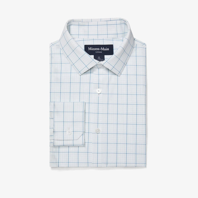 Load image into Gallery viewer, White Modern Tattersall / MED Mizzen + Main Leeward Longsleeve Dress Shirt - Men&#39;s Mizzen + Main
