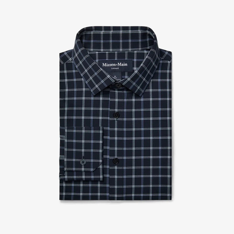 Load image into Gallery viewer, Navy Stewart Plaid / MED Mizzen + Main Leeward Longsleeve Dress Shirt - Men&#39;s Mizzen + Main
