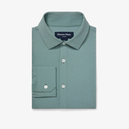 Hunter Green Straton Check / MED Mizzen + Main Leeward Longsleeve Dress Shirt - Men's Mizzen + Main