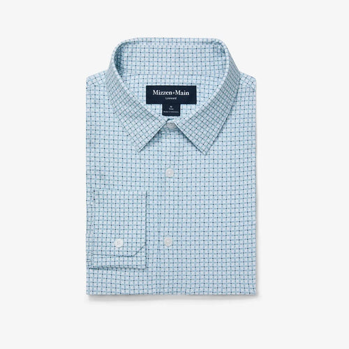 Steel Blue Tonal Texture / SM Mizzen + Main Leeward Longsleeve Dress Shirt - Men's Mizzen + Main