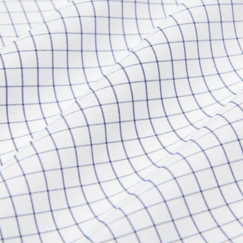 Load image into Gallery viewer, Mizzen + Main Leeward Longsleeve Dress Shirt White Navy Mini Grid - Men&#39;s Mizzen + Main
