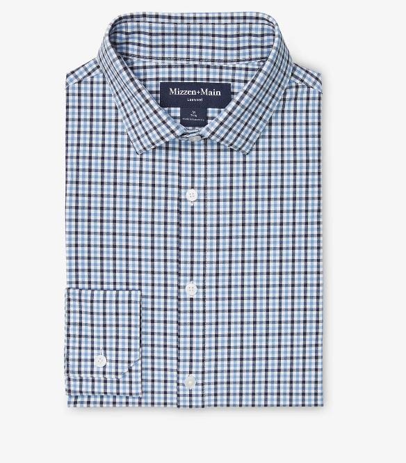 Load image into Gallery viewer, Navy Oaklawn Plaid / MED Mizzen + Main Leeward Ls Trim Dress Shirt in Navy Oaklawn Plaid Mizzen + Main Leeward Ls Trim Dress Shirt in Navy Oaklawn Plaid Mizzen + Main
