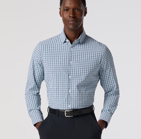 Load image into Gallery viewer, Mizzen + Main Leeward Ls Trim Dress Shirt in Navy Oaklawn Plaid Mizzen + Main Leeward Ls Trim Dress Shirt in Navy Oaklawn Plaid Mizzen + Main
