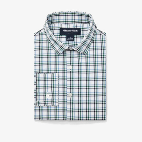 White Noah Plaid / MED Mizzen + Main Leeward No Tuck Longsleeve Dress Shirt - Men's Mizzen + Main