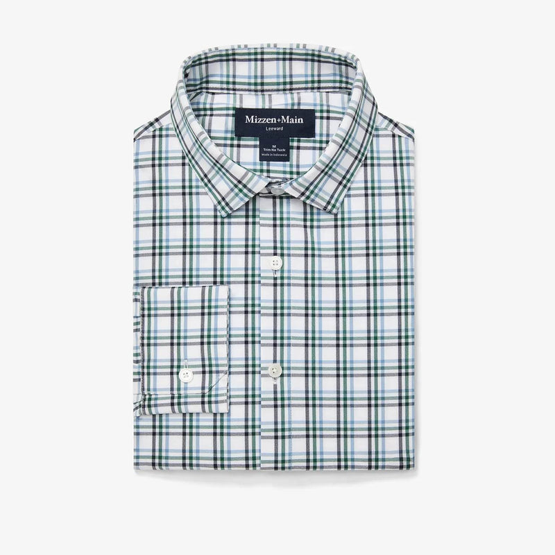 Load image into Gallery viewer, White Noah Plaid / MED Mizzen + Main Leeward No Tuck Longsleeve Dress Shirt - Men&#39;s Mizzen + Main
