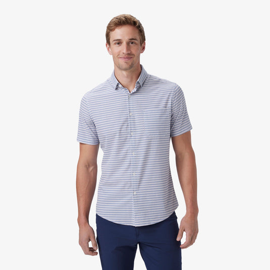 Rose quartz grid geo / MED Mizzen + Main Leeward Shortsleeve Dress Shirt - Men's Mizzen + Main