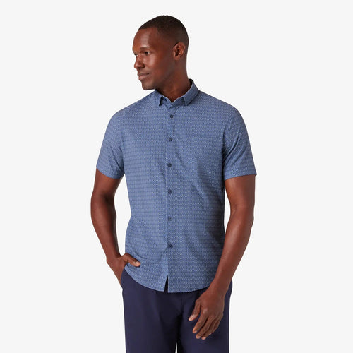 Coastal Fjord Fern Geo / MED Mizzen + Main Leeward Shortsleeve Dress Shirt - Men's Mizzen + Main