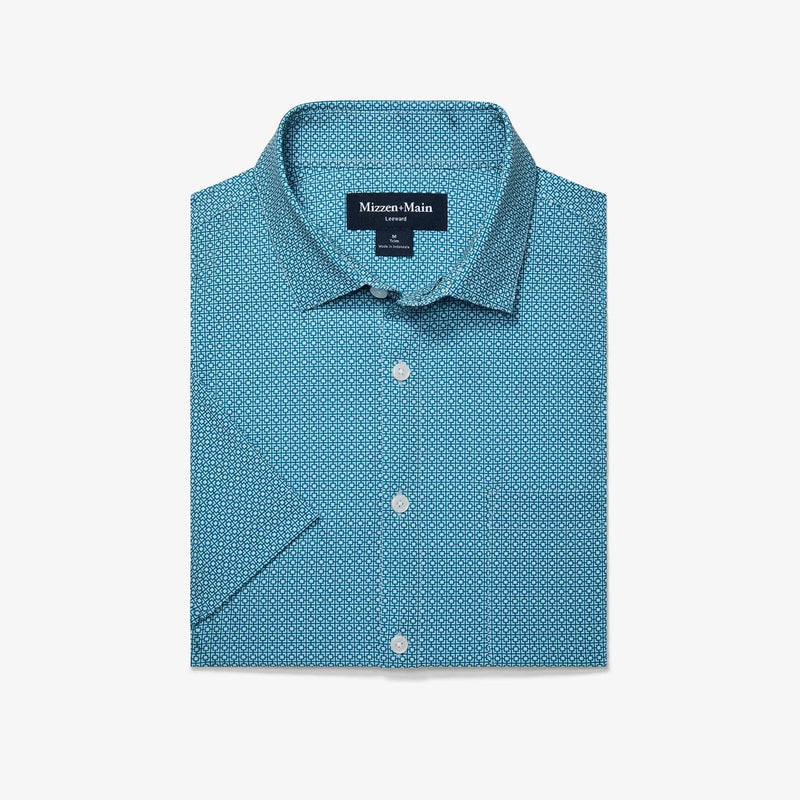 Load image into Gallery viewer, Sapphire Geo / LRG Mizzen + Main Leeward Shortsleeve Dress Shirt - Men&#39;s Mizzen + Main
