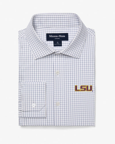MED Mizzen + Main LSU Leeward Longsleeve Dress Shirt in White Navy Mini Grid Mizzen + Main LSU Leeward Longsleeve Dress Shirt in White Navy Mini Grid Mizzen + Main