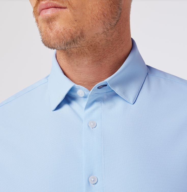 Load image into Gallery viewer, Mizzen + Main Men&#39;s Leeward Long Sleeve Trim Dress Shirt in Light blue straton check Mizzen + Main Men&#39;s Leeward Long Sleeve Trim Dress Shirt in Light blue straton check Mizzen + Main
