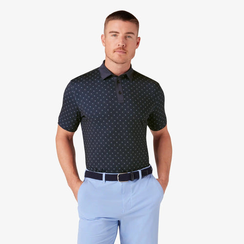 Navy Diamond Dot / MED Mizzen + Main Versa Shortsleeve Polo - Men's Mizzen + Main