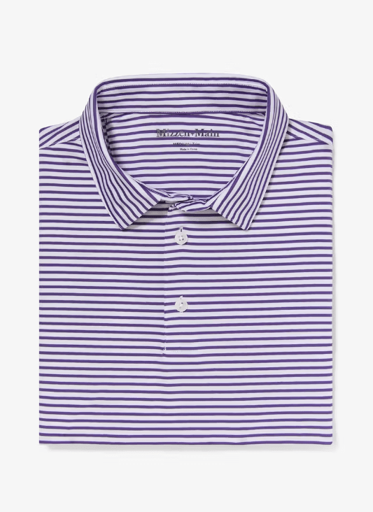 Load image into Gallery viewer, Purple Stripe / MED Mizzen + Main Versa Shortsleeve Polo Trim Fit - Men&#39;s Mizzen + Main Versa Shortsleeve Polo Trim Fit - Men&#39;s Mizzen + Main
