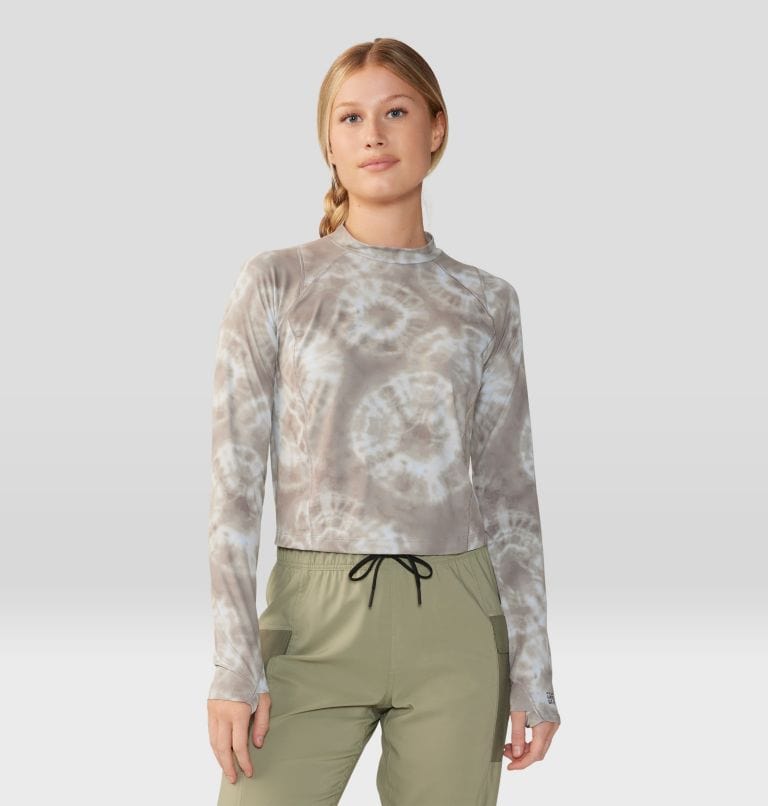 Load image into Gallery viewer, Dunes Spore Dye Print / SM Mountain Hardwear Crater Lake Longsleeve Crop - Women&#39;s Mountain Hardwear
