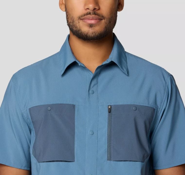 Load image into Gallery viewer, Mountain Hardwear Men&#39;s Trail Sender Short Sleeve Shirt in Adriatic Blue / Moon Blue Mountain Hardwear Men&#39;s Trail Sender Short Sleeve Shirt in Adriatic Blue / Moon Blue Mountain Hardwear
