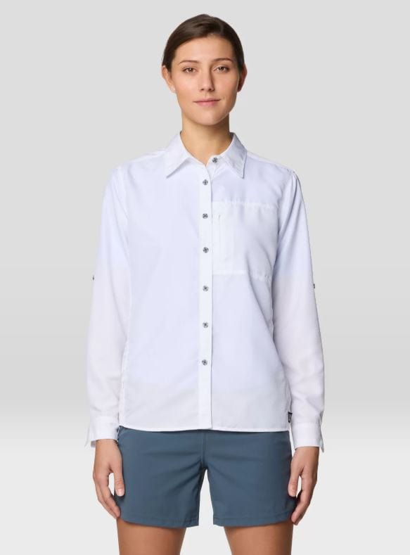 Load image into Gallery viewer, White / SM Mountain Hardwear Women&#39;s Canyon Longsleeve Shirt Mountain Hardwear Women&#39;s Canyon Longsleeve Shirt Mountain Hardwear

