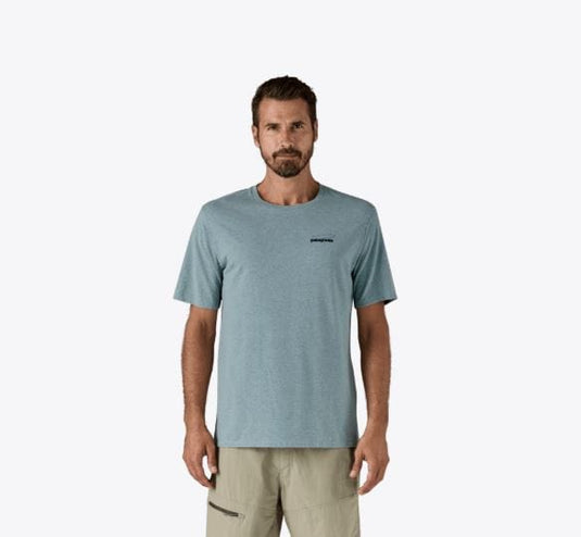 Patagonia Men's Casting Logo Respsibili Tee in Thermal Blue Patagonia Men's Casting Logo Respsibili Tee in Thermal Blue Patagonia Inc