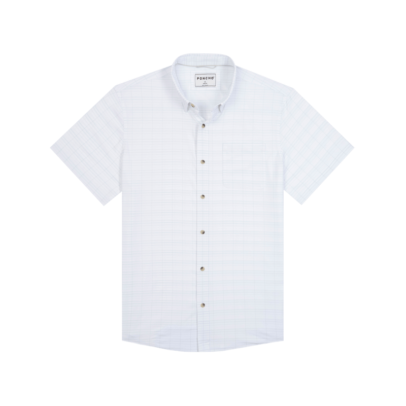 Load image into Gallery viewer, S / Cream And Blue Plaid Poncho Men's The Boat Rag - Regular Poncho Men's The Boat Rag - Regular Poncho
