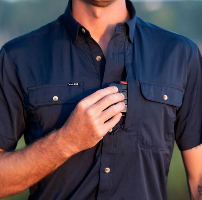 Load image into Gallery viewer, Poncho Men&#39;s The Captain Short Sleeve in Navy Poncho Men&#39;s The Captain Short Sleeve in Navy Poncho
