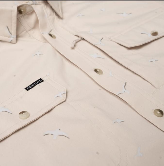 Load image into Gallery viewer, Tan Seagull Print / MED Poncho Men&#39;s The Chair Hauler Slim in Tan Seagull Print Poncho Men&#39;s The Chair Hauler Slim in Tan Seagull Print Poncho
