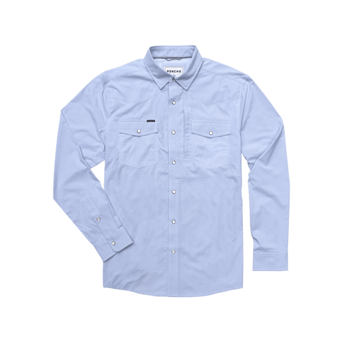 Blue Microcheck / SM Poncho Men's The Nueces Western Longsleeve Poncho Men's The Nueces Western Longsleeve Poncho