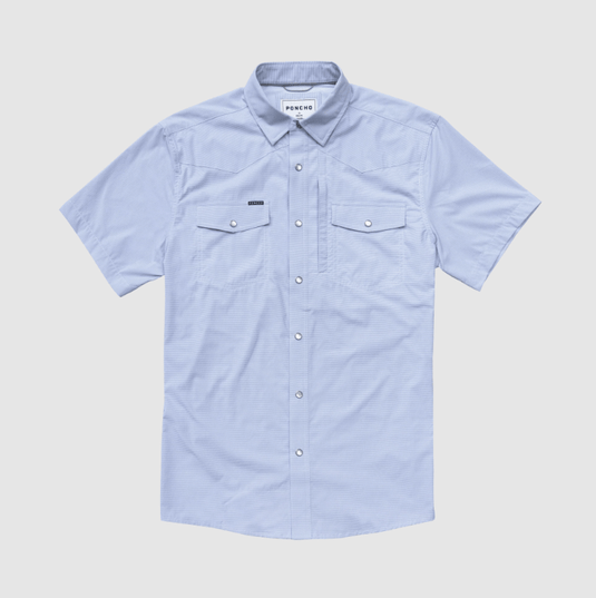 Blue Microcheck / SM Poncho Men's The Padre in Blue Microcheck Poncho Men's The Padre in Blue Microcheck Poncho