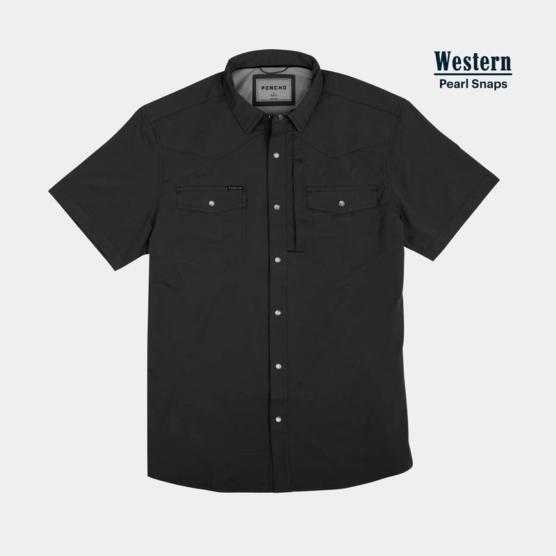 Load image into Gallery viewer, Black / SM Poncho The Bandera Western Shortsleeve Shirt - Men&#39;s Poncho The Bandera Western Shortsleeve Shirt - Men&#39;s Poncho
