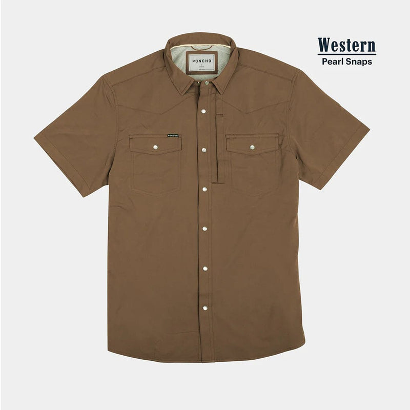 Load image into Gallery viewer, Brown / SM Poncho The Dumas Western Shortsleeve Shirt - Men&#39;s Poncho The Dumas Western Shortsleeve Shirt - Men&#39;s Poncho
