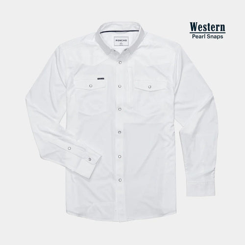 White / SM Poncho The Odessa Western Longsleeve Shirt - Men's Poncho The Odessa Western Longsleeve Shirt - Men's Poncho