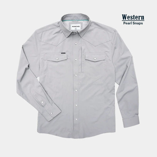 Grey / MED Poncho The San Saba Western Longsleeve Shirt - Men's Poncho The San Saba Western Longsleeve Shirt - Men's Poncho