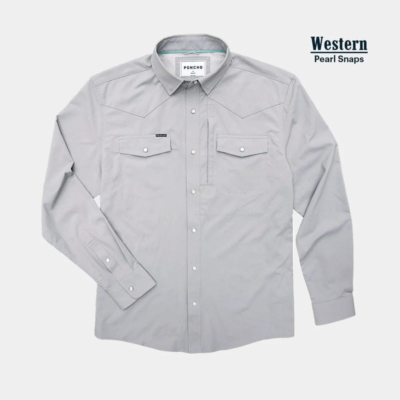 Load image into Gallery viewer, Grey / MED Poncho The San Saba Western Longsleeve Shirt - Men&#39;s Poncho The San Saba Western Longsleeve Shirt - Men&#39;s Poncho
