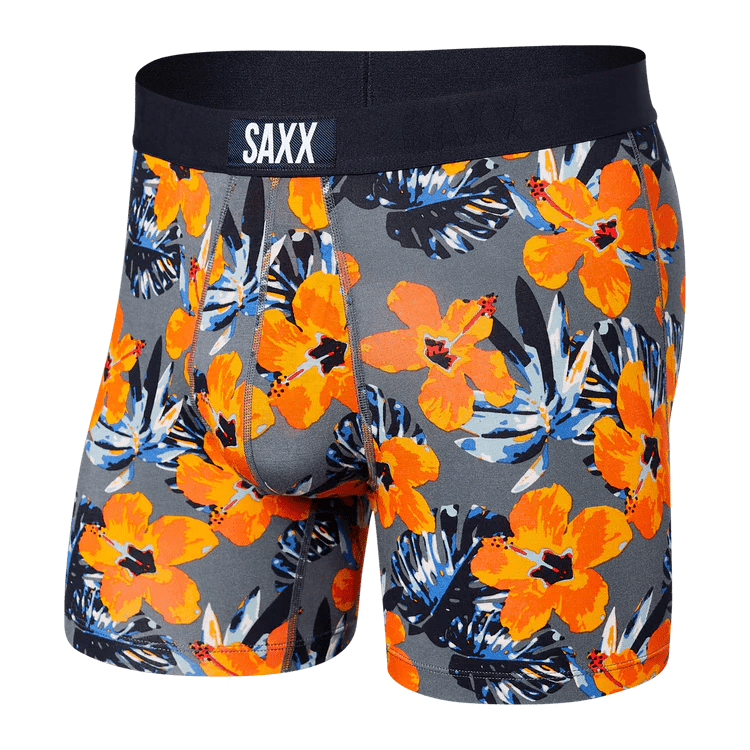 Load image into Gallery viewer, Solar Hibiscus- Grey / MED Saxx Slim Fit Vibe Boxer Briefs - Men&#39;s SAXX
