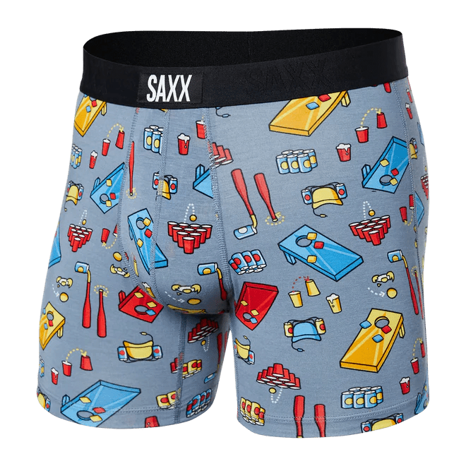 Load image into Gallery viewer, Beer Olympics- Grey / SM Saxx Vibe Boxer Briefs - Men&#39;s Saxx
