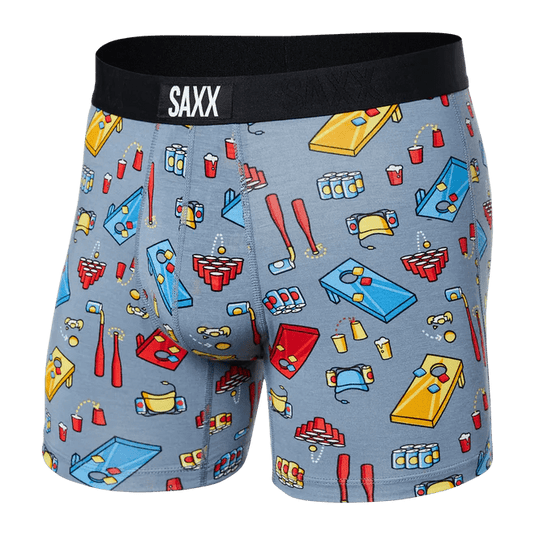 Beer Olympics- Grey / SM Saxx Vibe Boxer Briefs - Men's Saxx