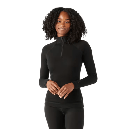 Black / XS Smartwool Classic Thermal Merino Base Layer 1/4 Zip - Women's Smartwool Corp