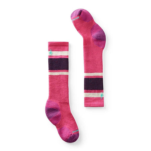 Power Pink / XS Smartwool Wintersport Full Cushion Stripe Over The Calf Socks - Kids' Smartwool Corp