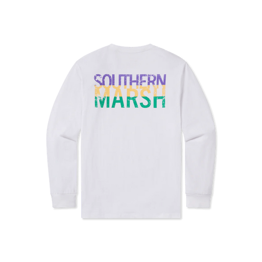 White / SM Southern Marsh Color Bands Tee Mardi Gras Longsleeve - Men's Southern Marsh Color Bands Tee Mardi Gras Longsleeve - Men's Southern Marsh