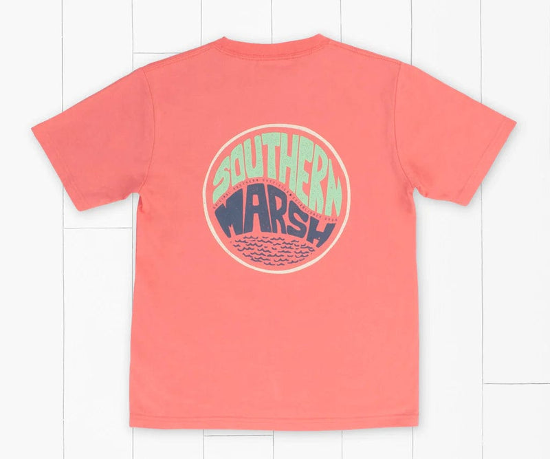 Load image into Gallery viewer, Coral / Youth SM Southern Marsh Retro Riptide Shortsleeve Tee - Kids&#39; Southern Marsh

