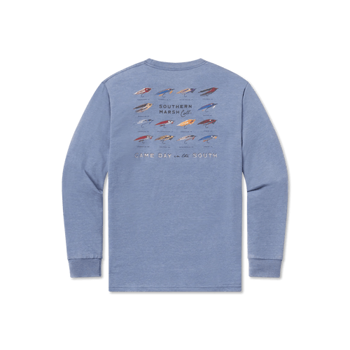 Washed Blue Heather / SM Southern Marsh Seawash Longsleeve Tee Game Day in the South - Men's Southern Marsh