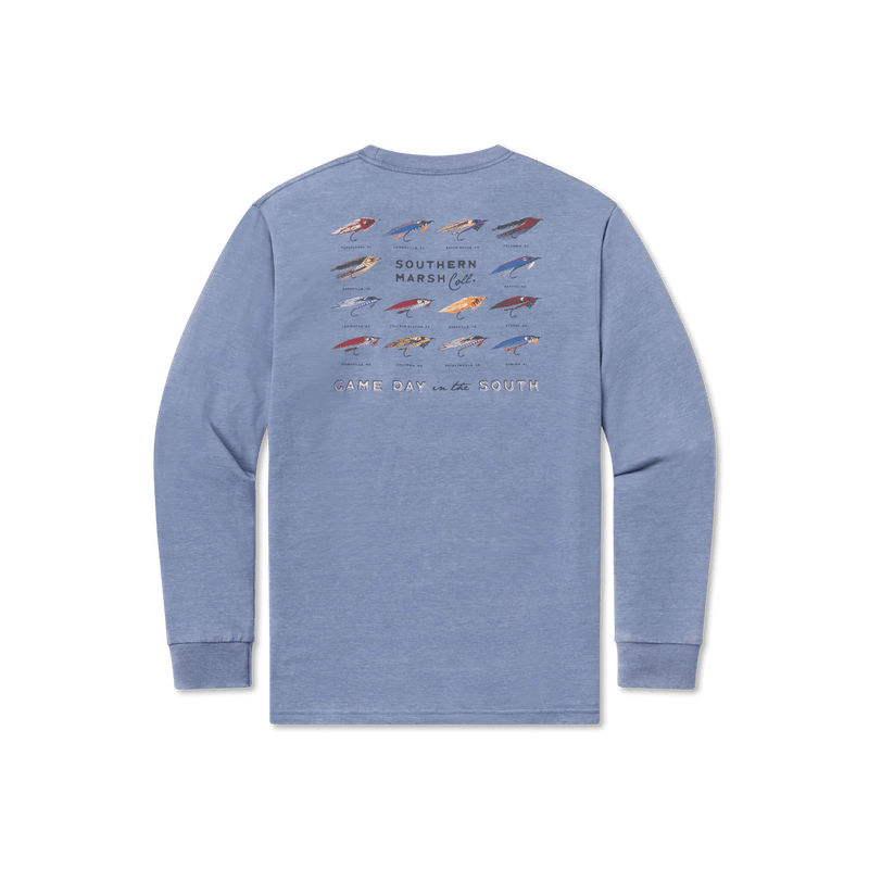 Load image into Gallery viewer, Washed Blue Heather / SM Southern Marsh Seawash Longsleeve Tee Game Day in the South - Men&#39;s Southern Marsh
