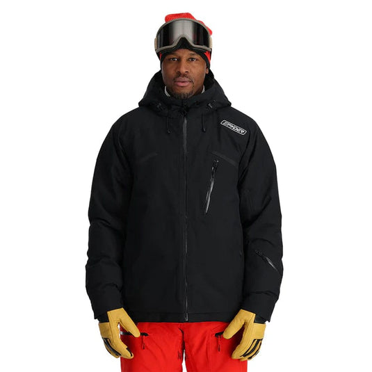 mens Spyder Black/Red/Gray/White Insulated Hooded Snow Jacket small
