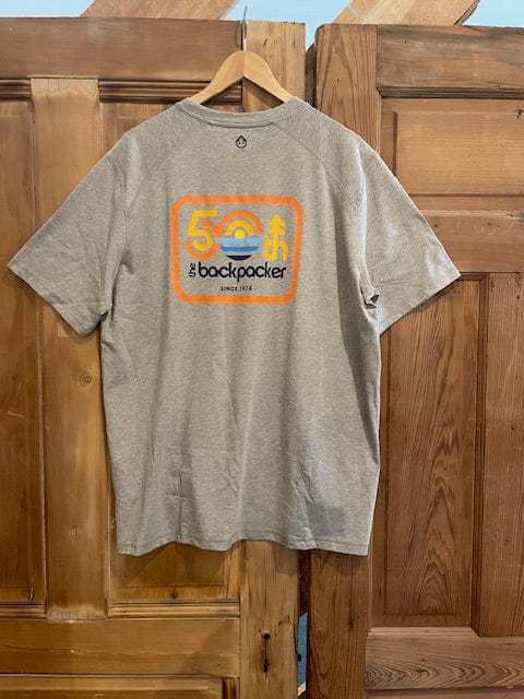 Load image into Gallery viewer, Gray Oak Heather / SM Tasc Backpacker 50th Anniversary Carrollton T-Shirt - Men&#39;s Tasc Backpacker 50th Anniversary Carrollton T-Shirt - Men&#39;s Tasc
