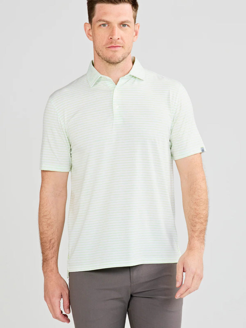 Load image into Gallery viewer, Aloe Heather/White / SM Tasc Cloud Polo Air Stripe - Men&#39;s Tasc
