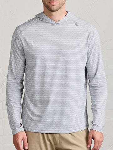 Load image into Gallery viewer, Perfect Gray Heather/White / MED Tasc Striped Carrollton Lightweight Hoodie - Men&#39;s Tasc Striped Carrollton Lightweight Hoodie - Men&#39;s Tasc
