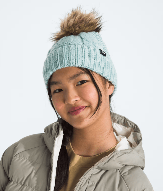 Load image into Gallery viewer, Muted Pine The North Face Oh Mega Fur Pom Beanie - Kids&#39; The North Face
