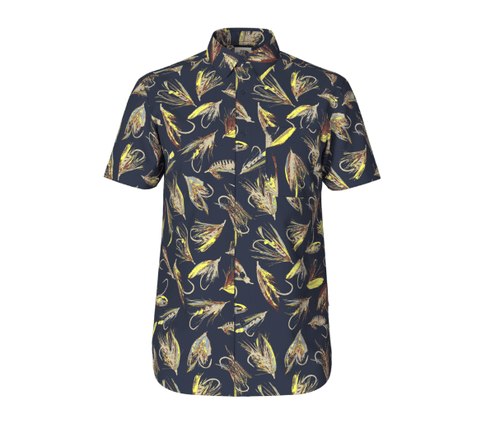 Summit Navy Hand Tied Fly Print / MED The North Face Short Sleeve Baytrail Pattern Shirt - Men's The North Face